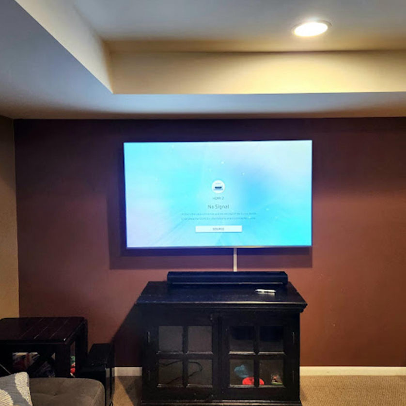 TV mounted on wall in Milwaukee Wisconsin living room